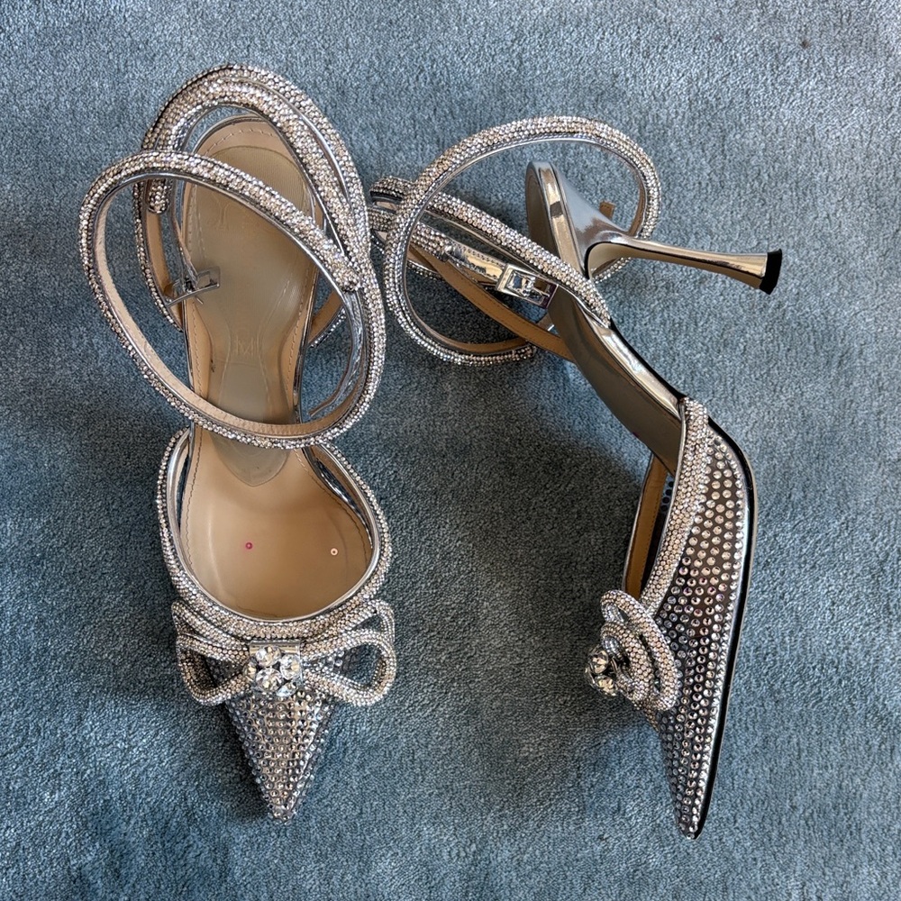 MACH & MACH Silver Rhinestone Heels